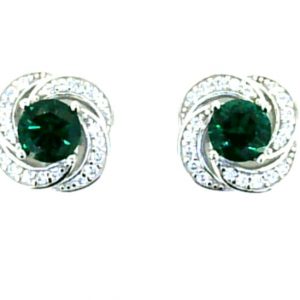 5MM Sim. Birthstone & Cubic Zirconia Swirl Stud Earrings Sterling Silver   *FINAL SALE*