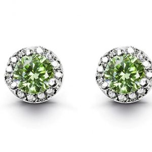 Simulated Birthstone & Cubic Zirconia Halo Stud Earrings Sterling Silver/AUG  *FINAL SALE*