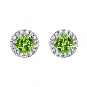 Simulated Birthstone & Cubic Zirconia Halo Stud Earrings Sterling Silver/AUG  *FINAL SALE*