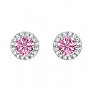Simulated Birthstone & Cubic Zirconia Halo Stud Earrings Sterling Silver/OCT   *FINAL SALE*