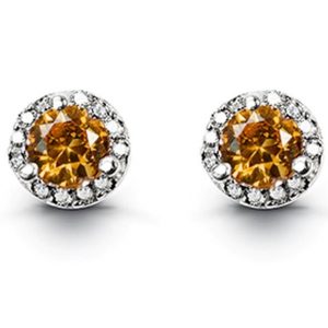 Simulated Birthstone & Cubic Zirconia Halo Stud Earrings Sterling Silver/NOV   *FINAL SALE*