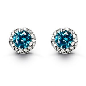 Simulated Birthstone & Cubic Zirconia Halo Stud Earrings Sterling Silver/DEC  *FINAL SALE*