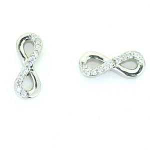 Infinity Cubic Zirconia Stud Earrings Sterling Silver/12MM    *FINAL SALE*