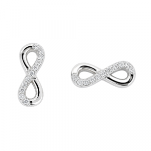 Infinity Cubic Zirconia Stud Earrings Sterling Silver/12MM    *FINAL SALE*